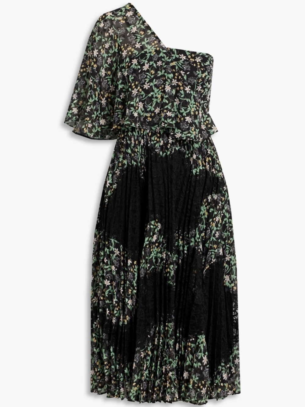 Mikael Aghal One Shoulder Floral Lace Mid Dress Size 2 Wedding Occasion Cocktail